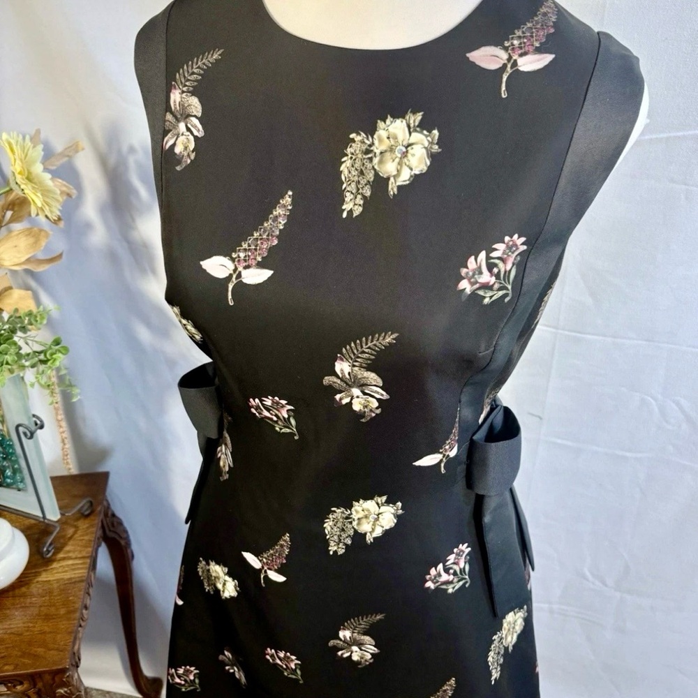 Ted Baker Lalima Pirouette Floral Side Bow Dress Black Sz 2 US 6🧡 - Picture 3 of 10
